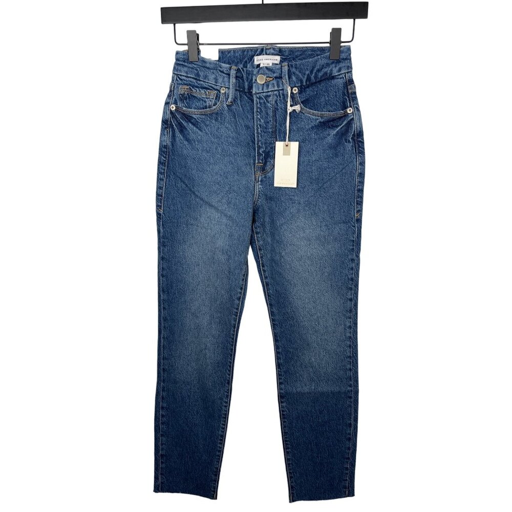Good American Good Classic Jeans Women High Rise Skinny Size 0 25 Denim Stretch